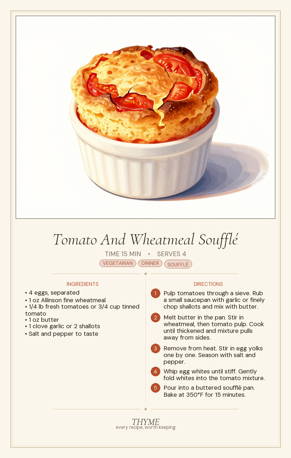 Tomato And Wheatmeal Soufflé