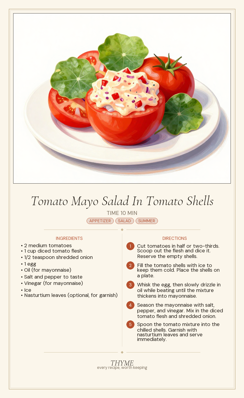 Tomato Mayo Salad In Tomato Shells