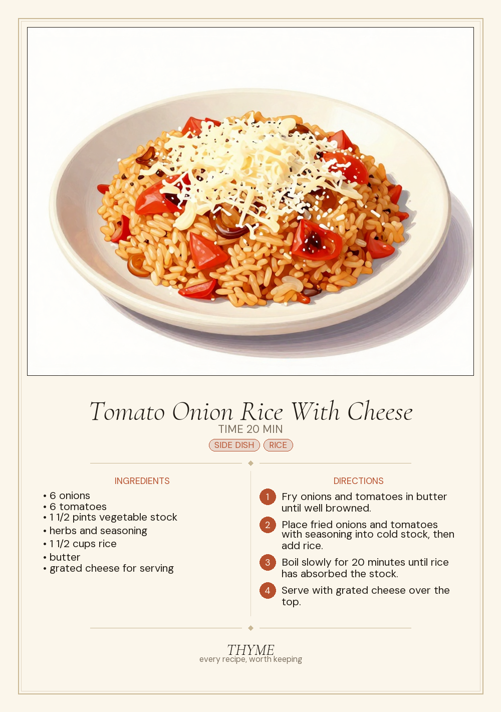 Tomato Onion Rice With Cheese