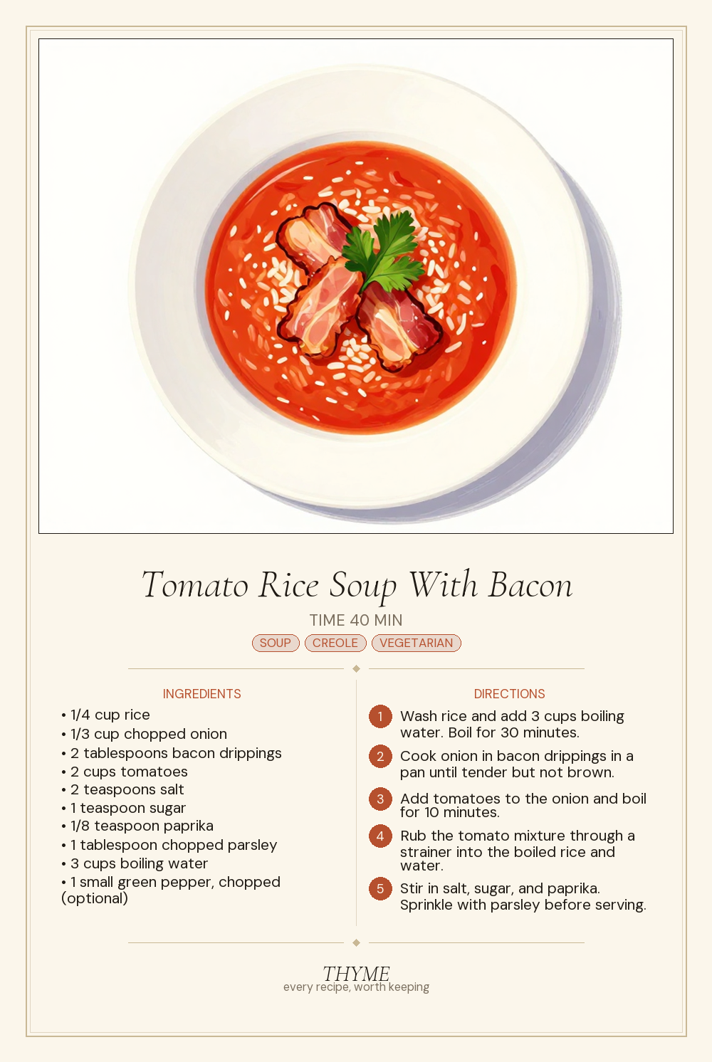 Tomato Rice Soup With Bacon
