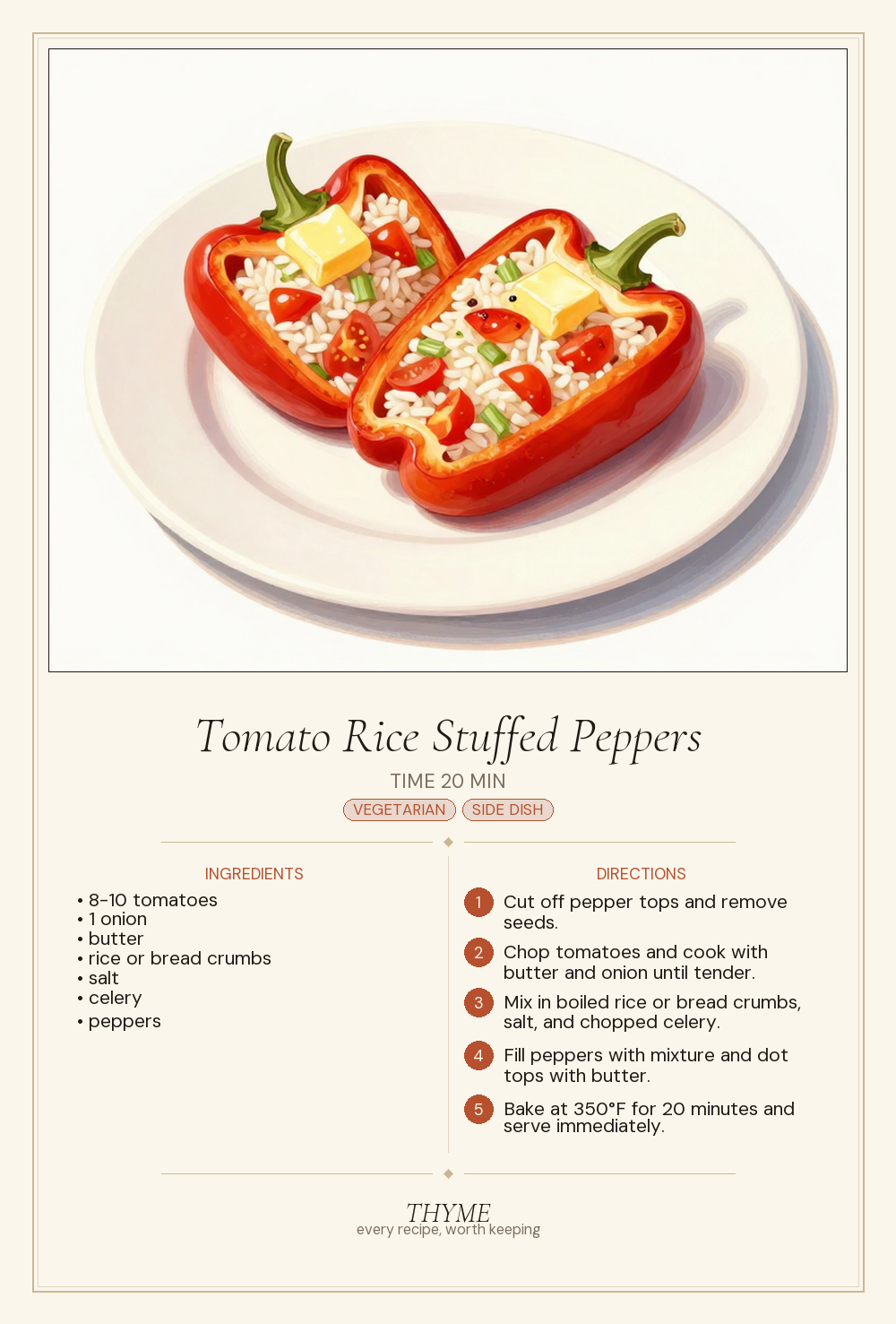 Tomato Rice Stuffed Peppers