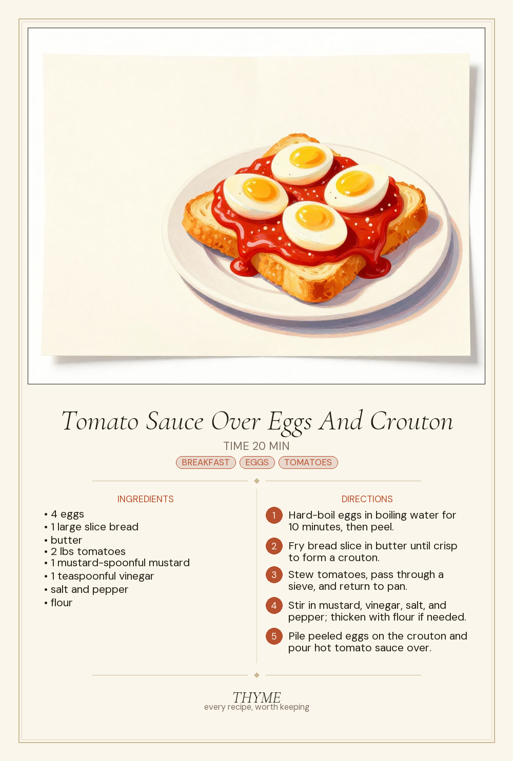 Tomato Sauce Over Eggs And Crouton