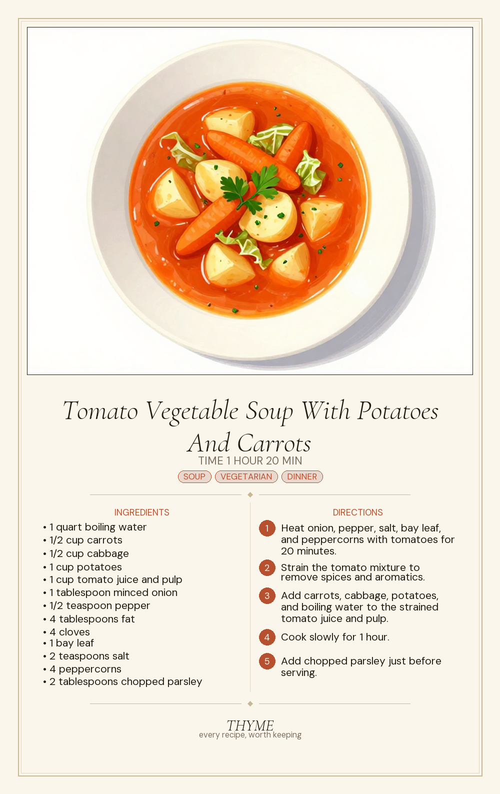 Tomato Vegetable Soup With Potatoes And Carrots