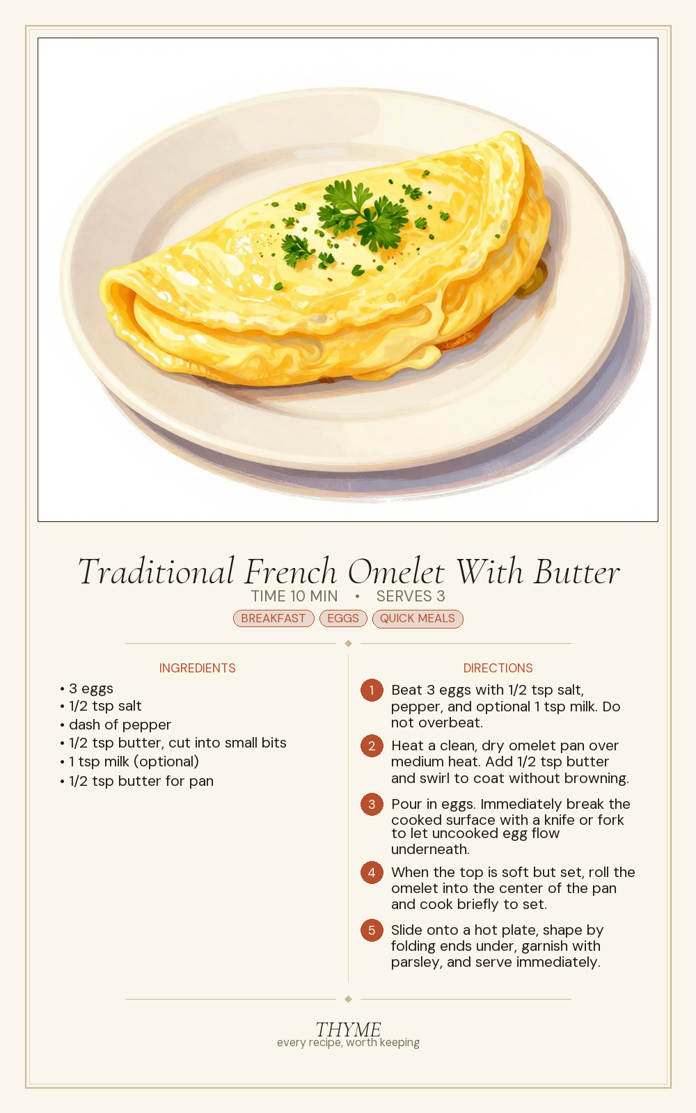Traditional French Omelet With Butter