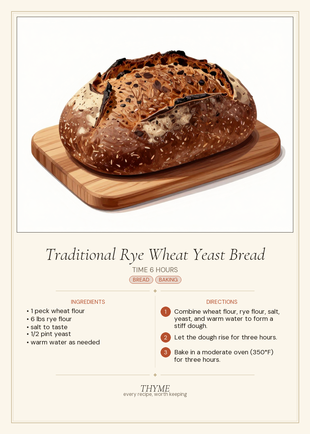 Traditional Rye Wheat Yeast Bread