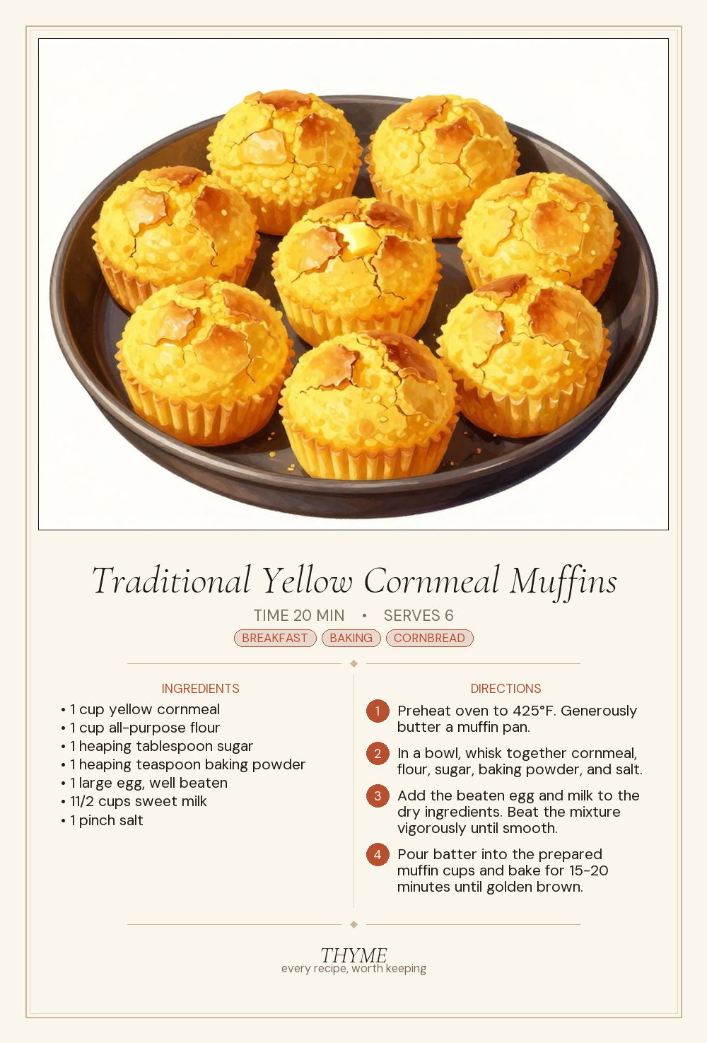 Traditional Yellow Cornmeal Muffins