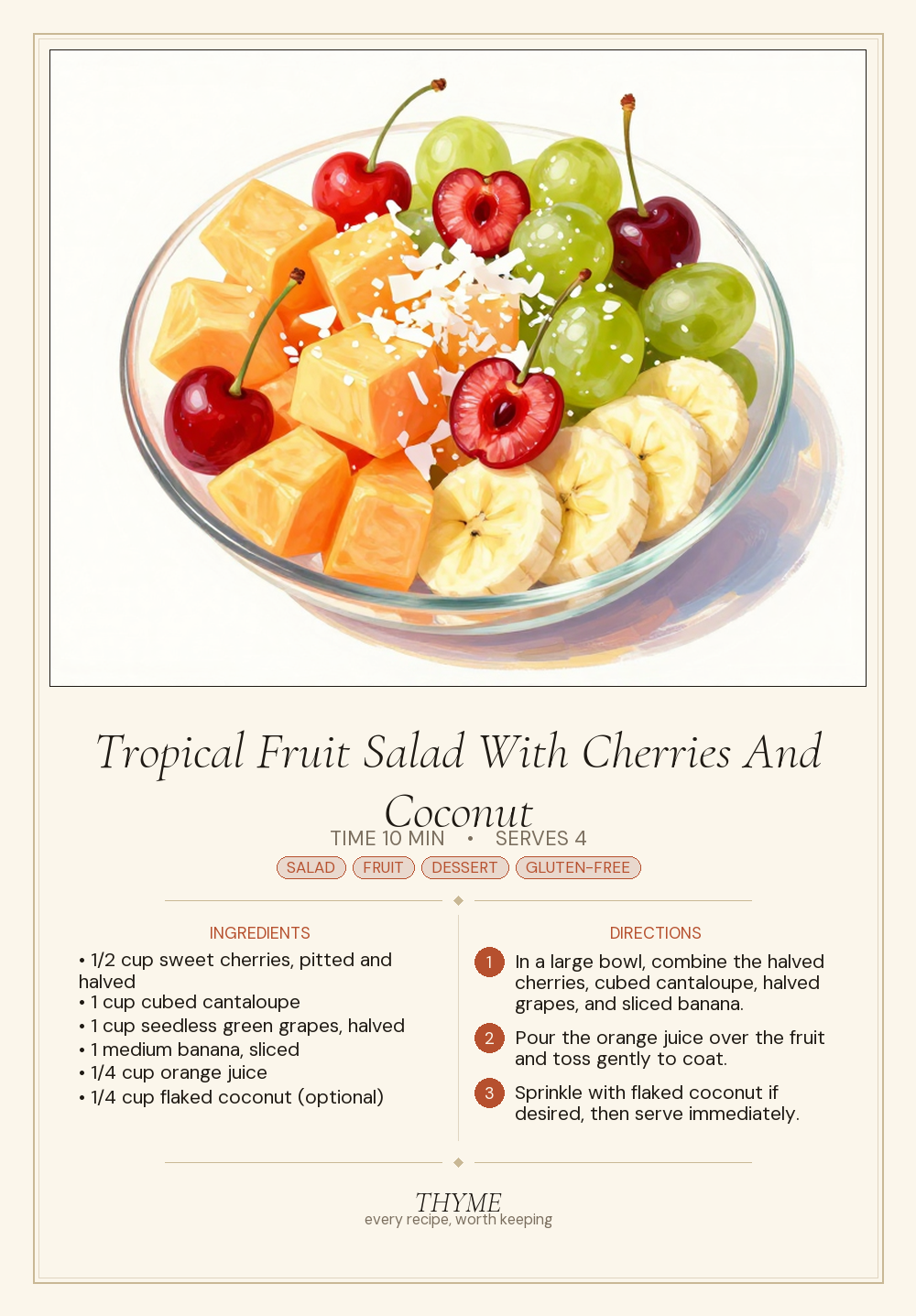 Tropical Fruit Salad With Cherries And Coconut