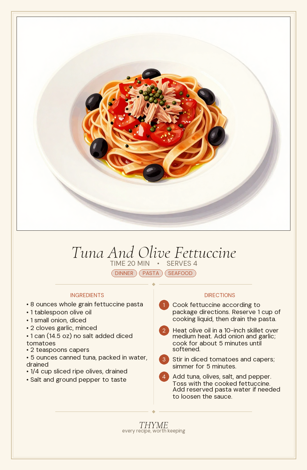 Tuna And Olive Fettuccine