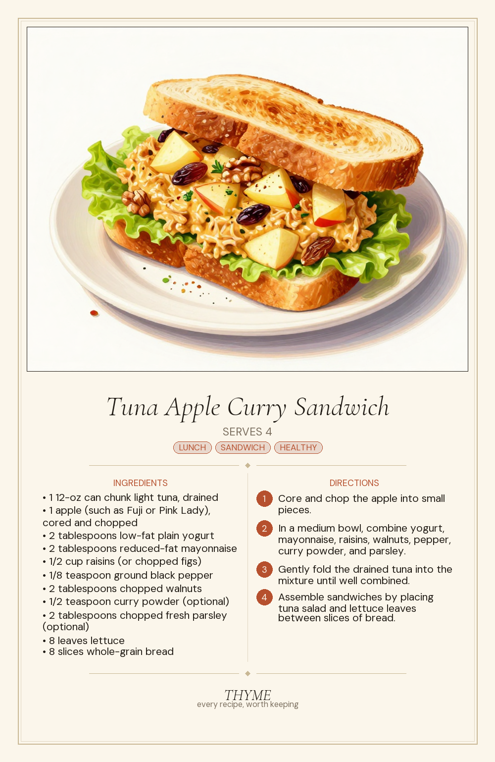 Tuna Apple Curry Sandwich
