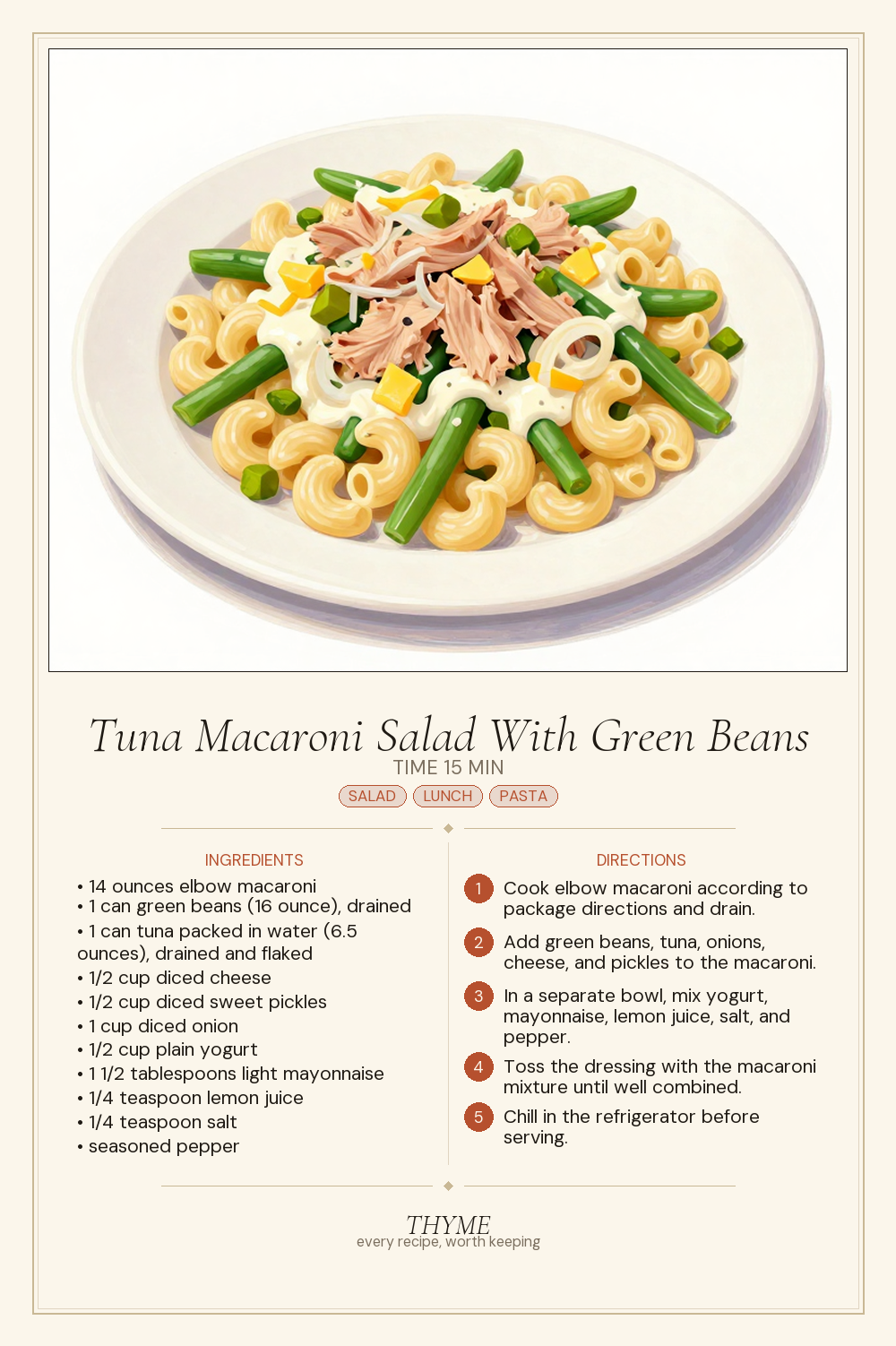 Tuna Macaroni Salad With Green Beans