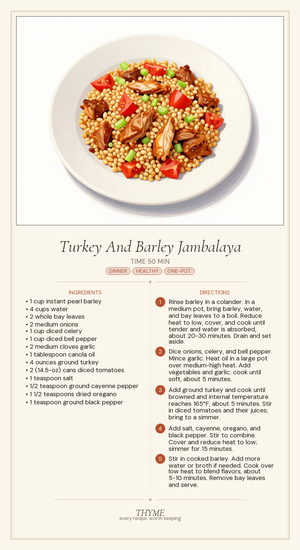 Turkey And Barley Jambalaya