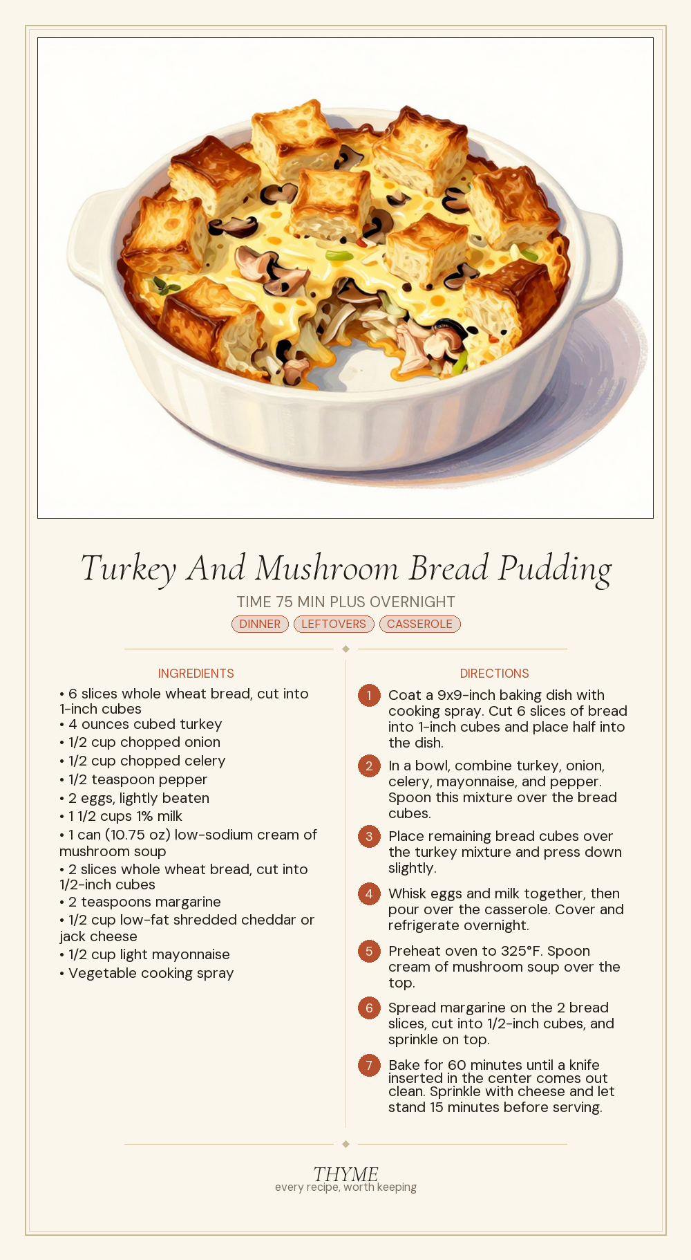 Turkey And Mushroom Bread Pudding