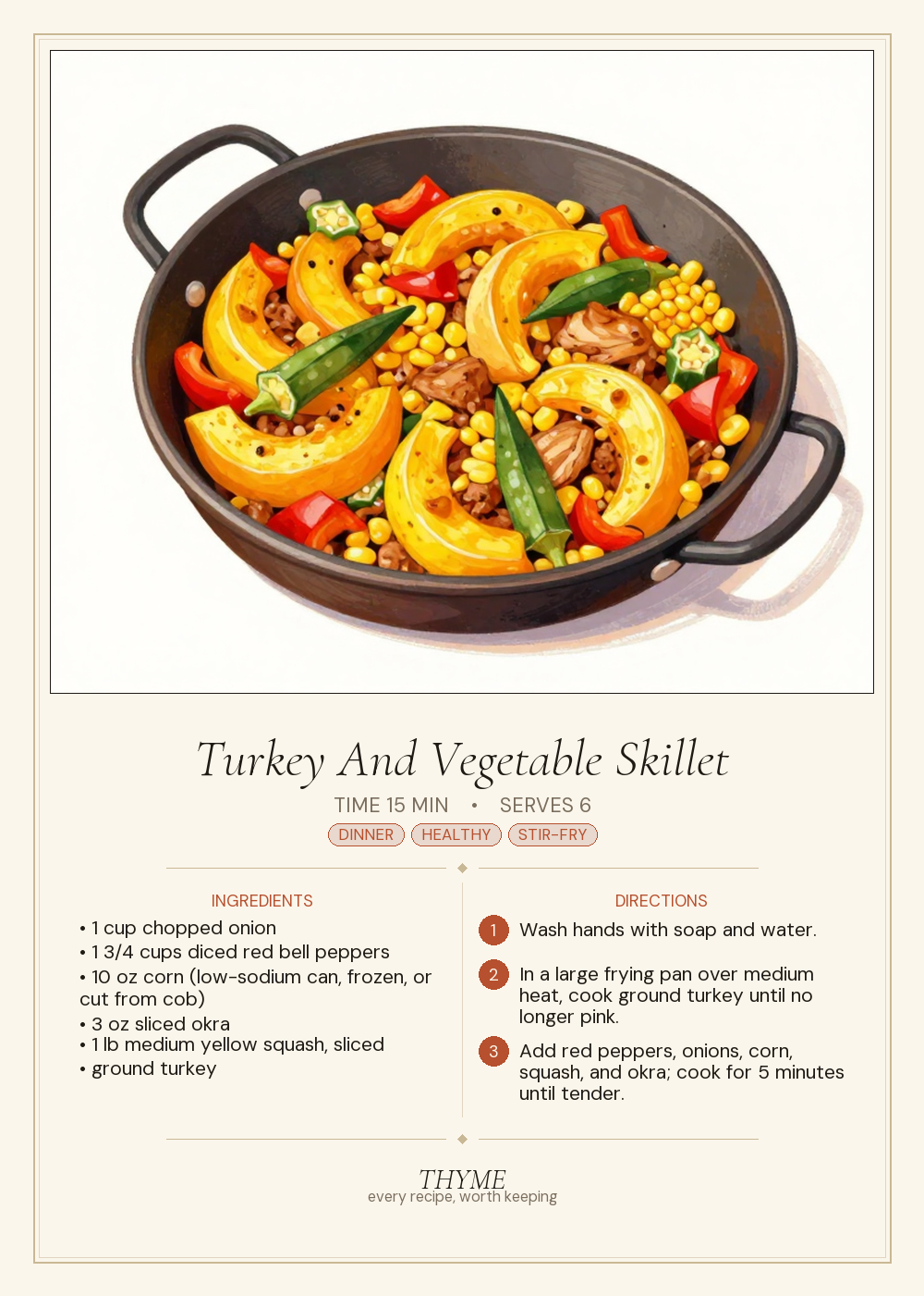 Turkey And Vegetable Skillet