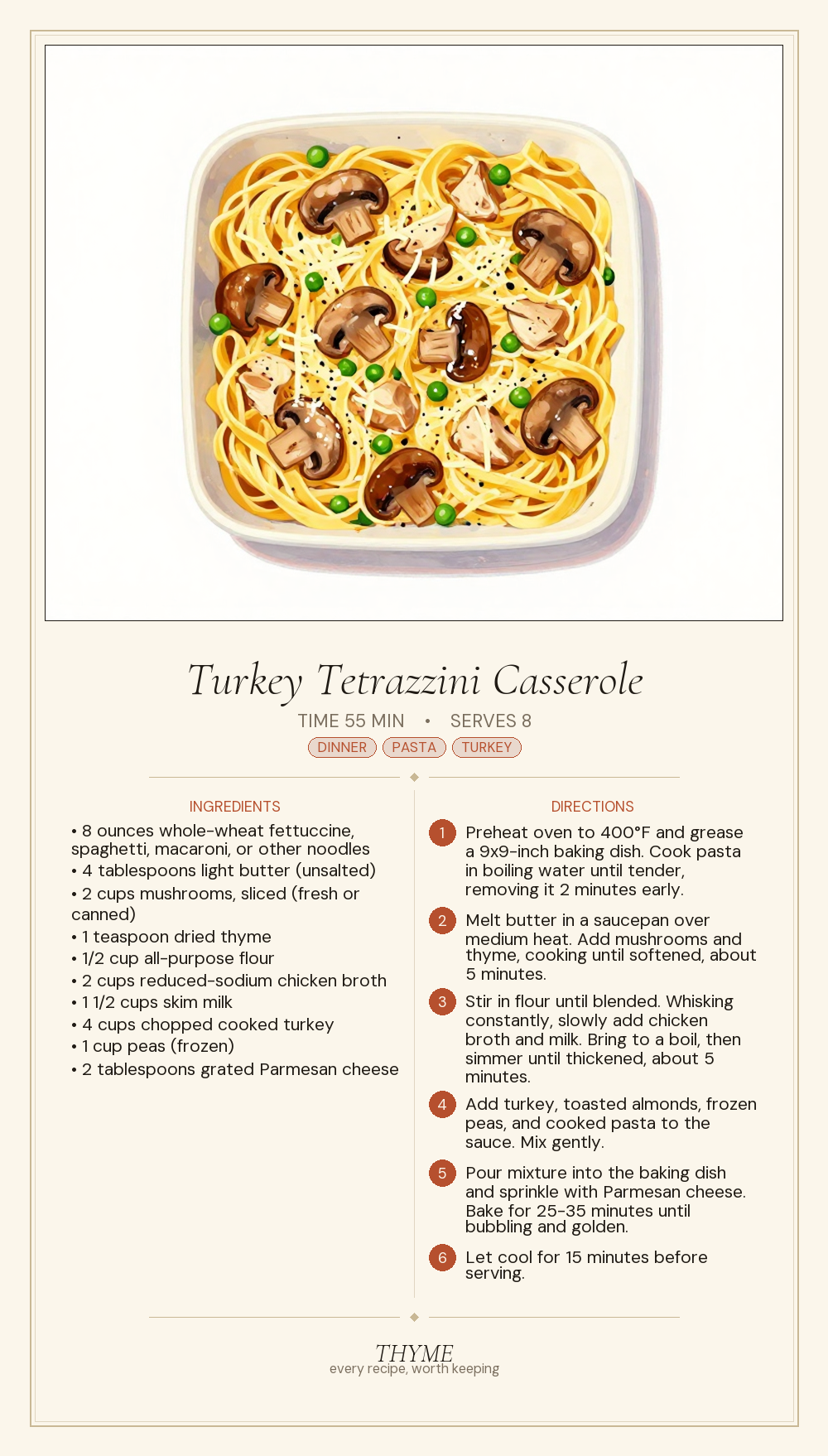 Turkey Tetrazzini Casserole