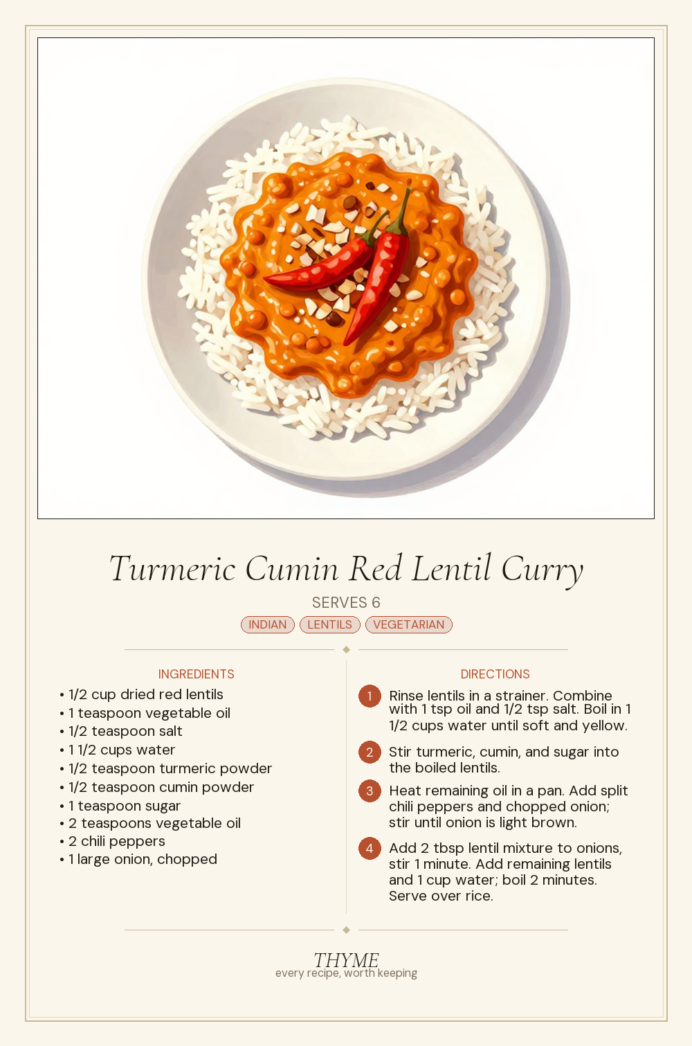 Turmeric Cumin Red Lentil Curry