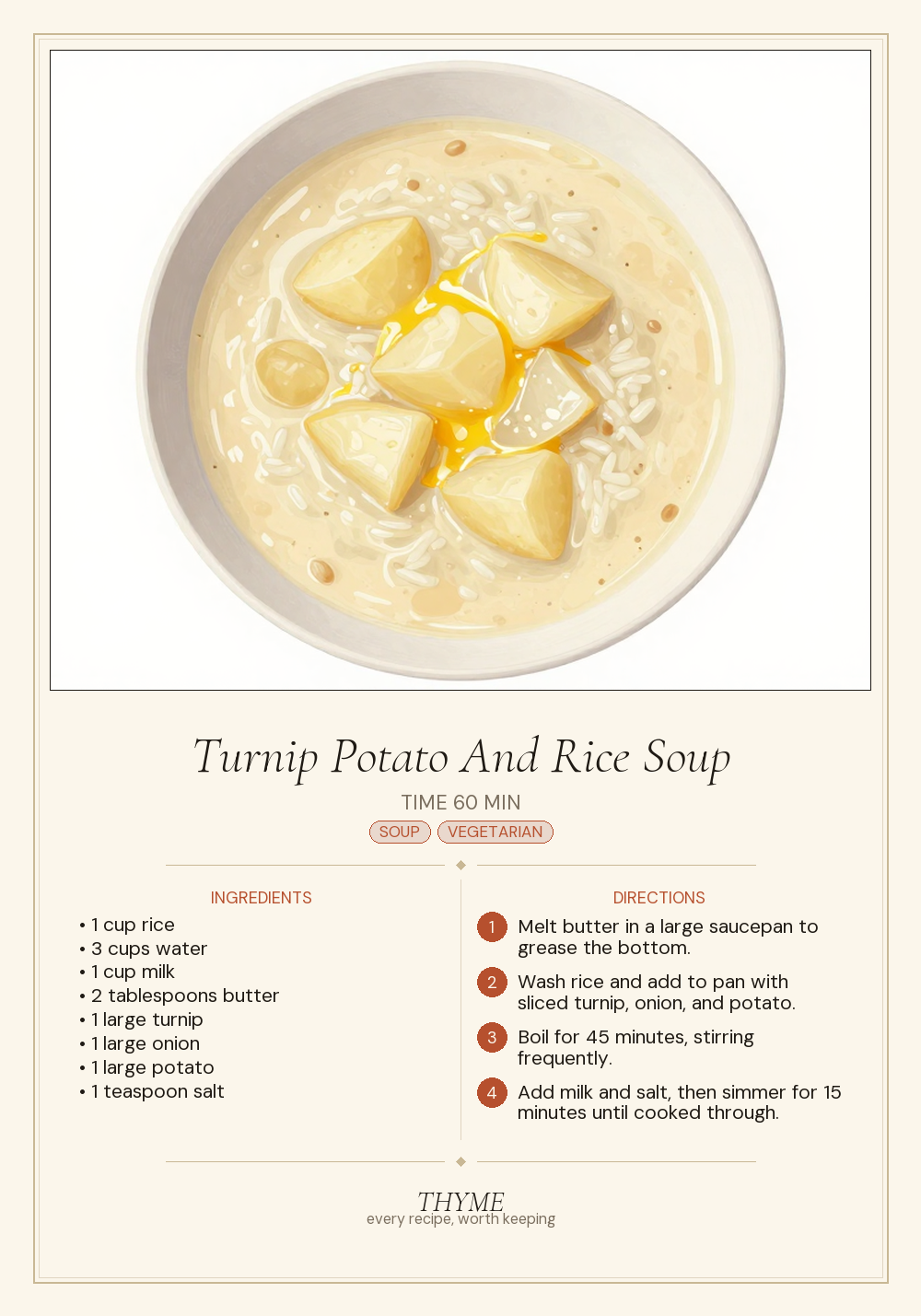 Turnip Potato And Rice Soup