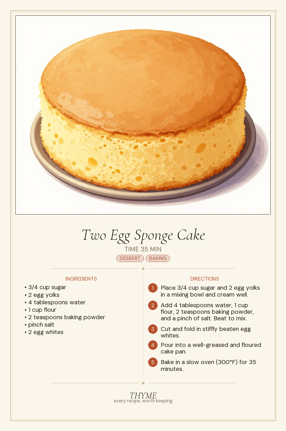 Two Egg Sponge Cake
