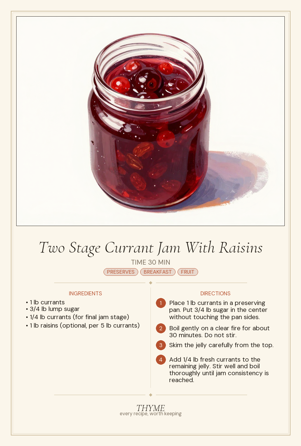 Two Stage Currant Jam With Raisins