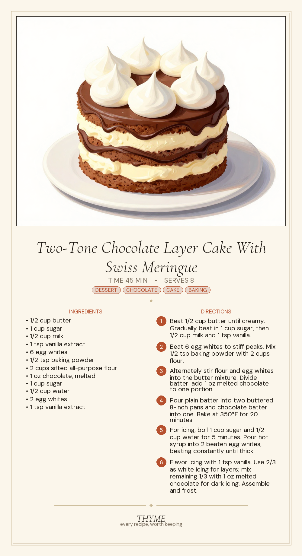 Two-Tone Chocolate Layer Cake With Swiss Meringue