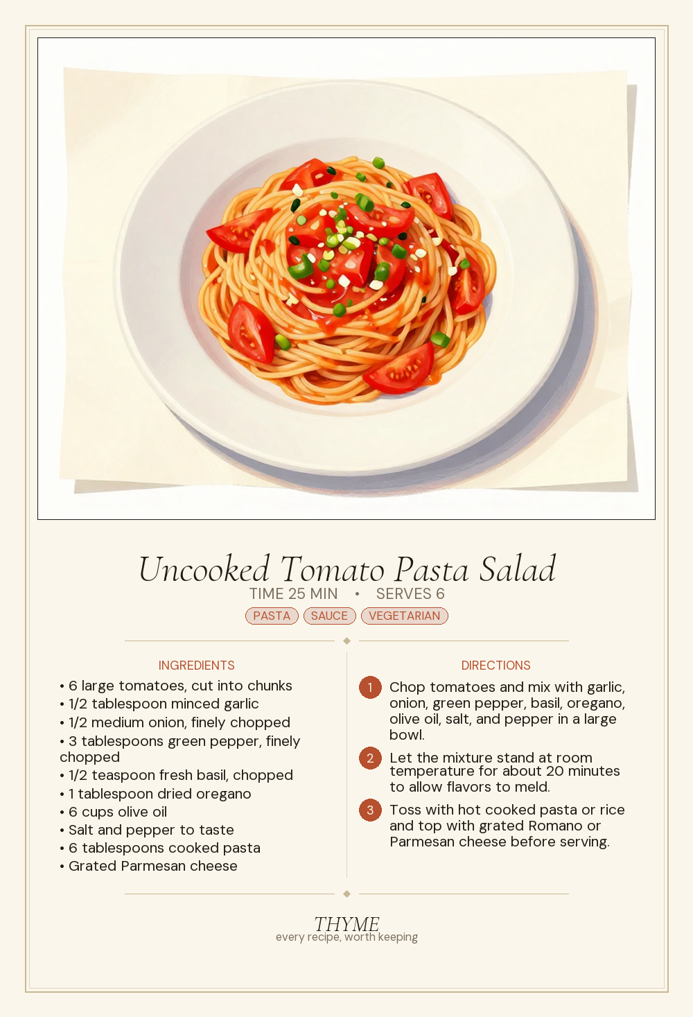 Uncooked Tomato Pasta Salad