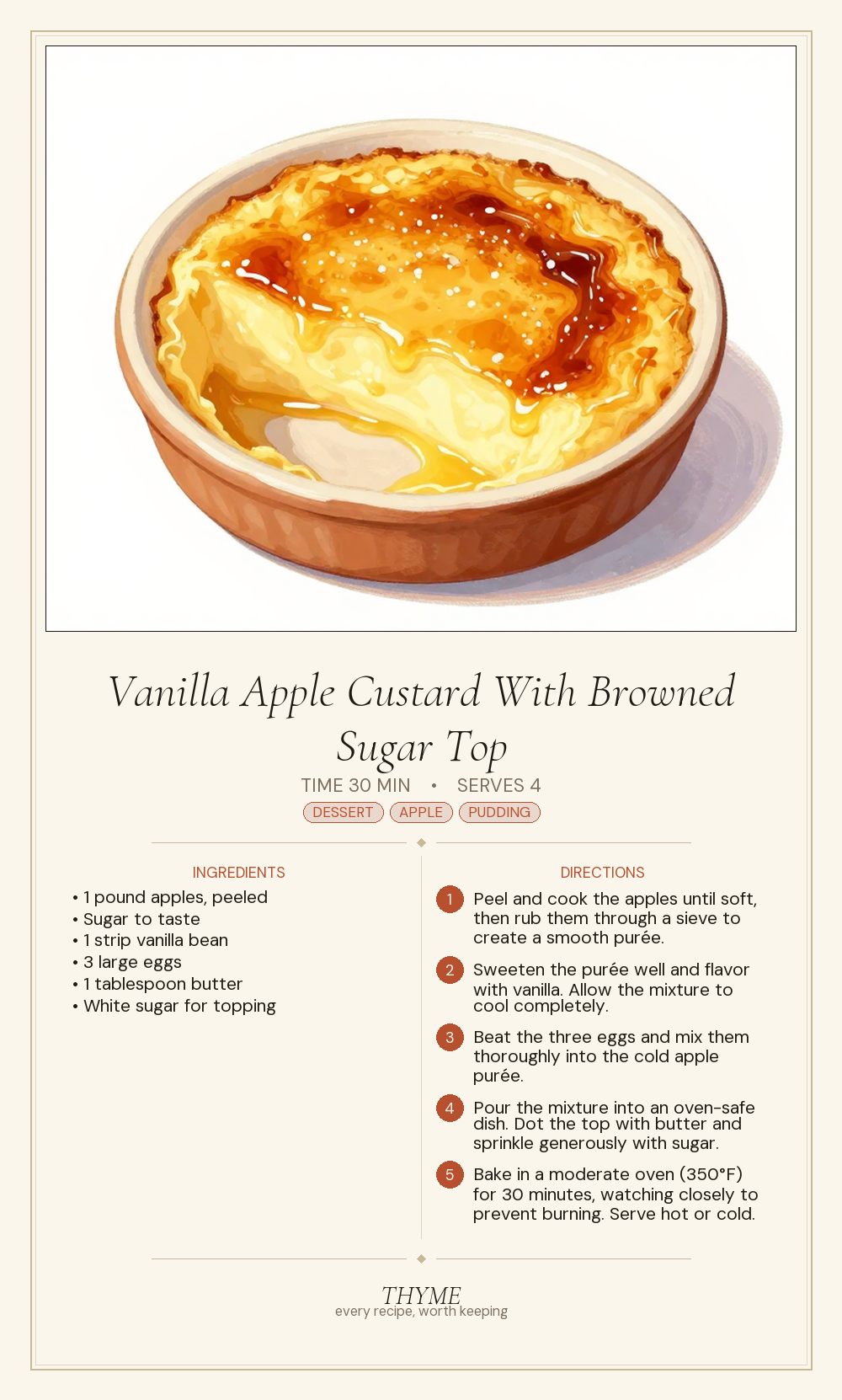 Vanilla Apple Custard With Browned Sugar Top