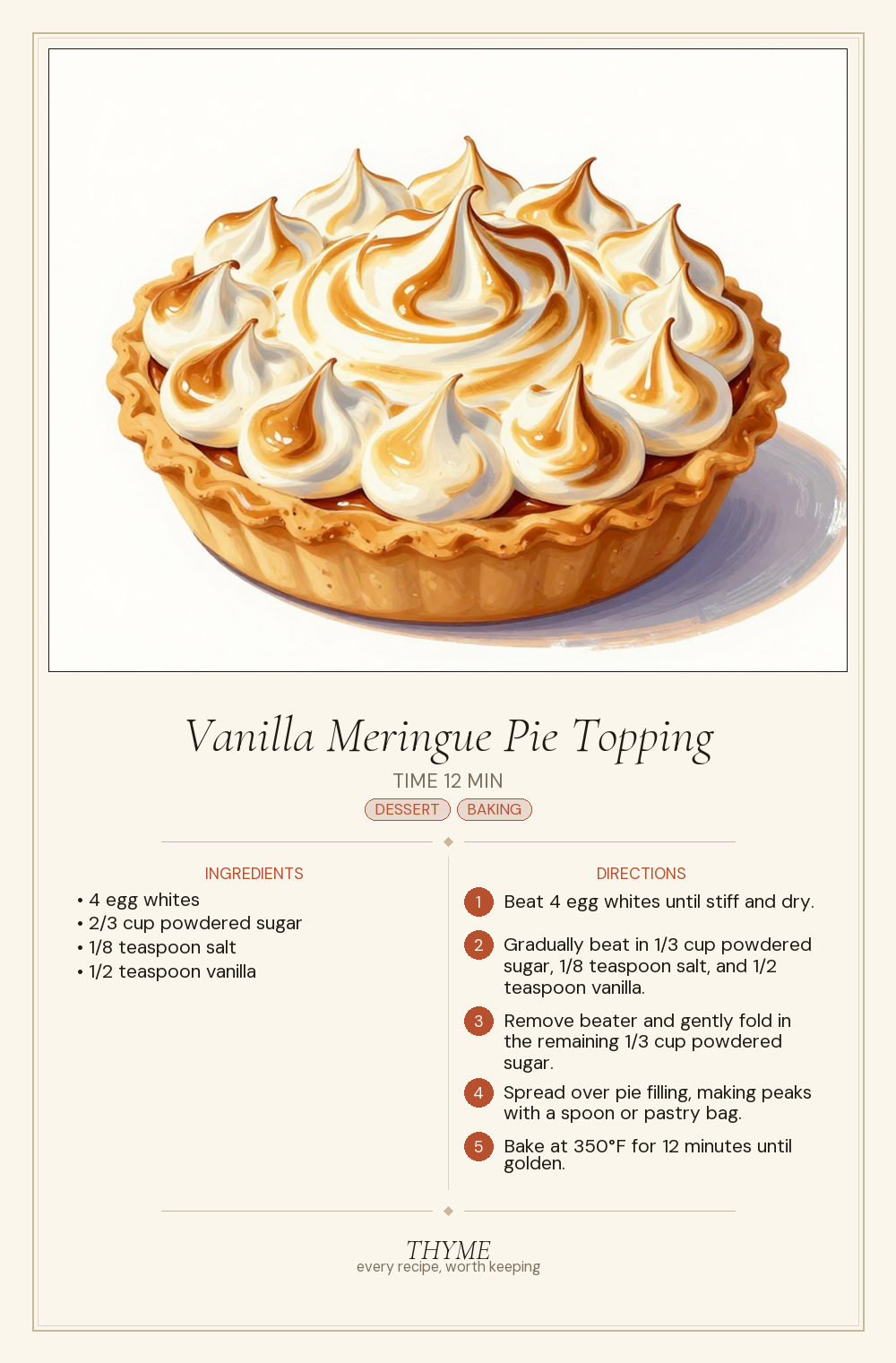 Vanilla Meringue Pie Topping