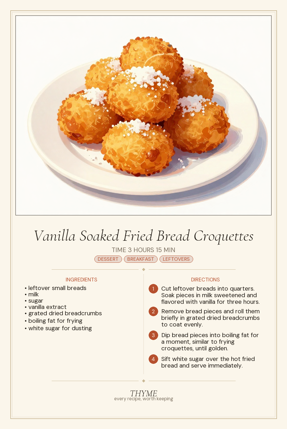 Vanilla Soaked Fried Bread Croquettes
