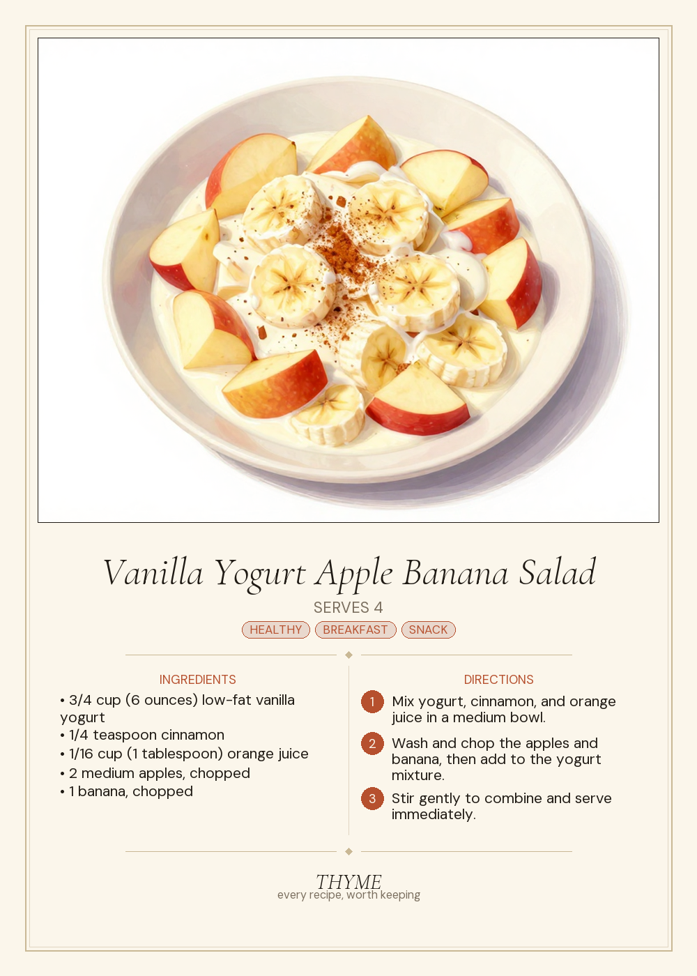 Vanilla Yogurt Apple Banana Salad