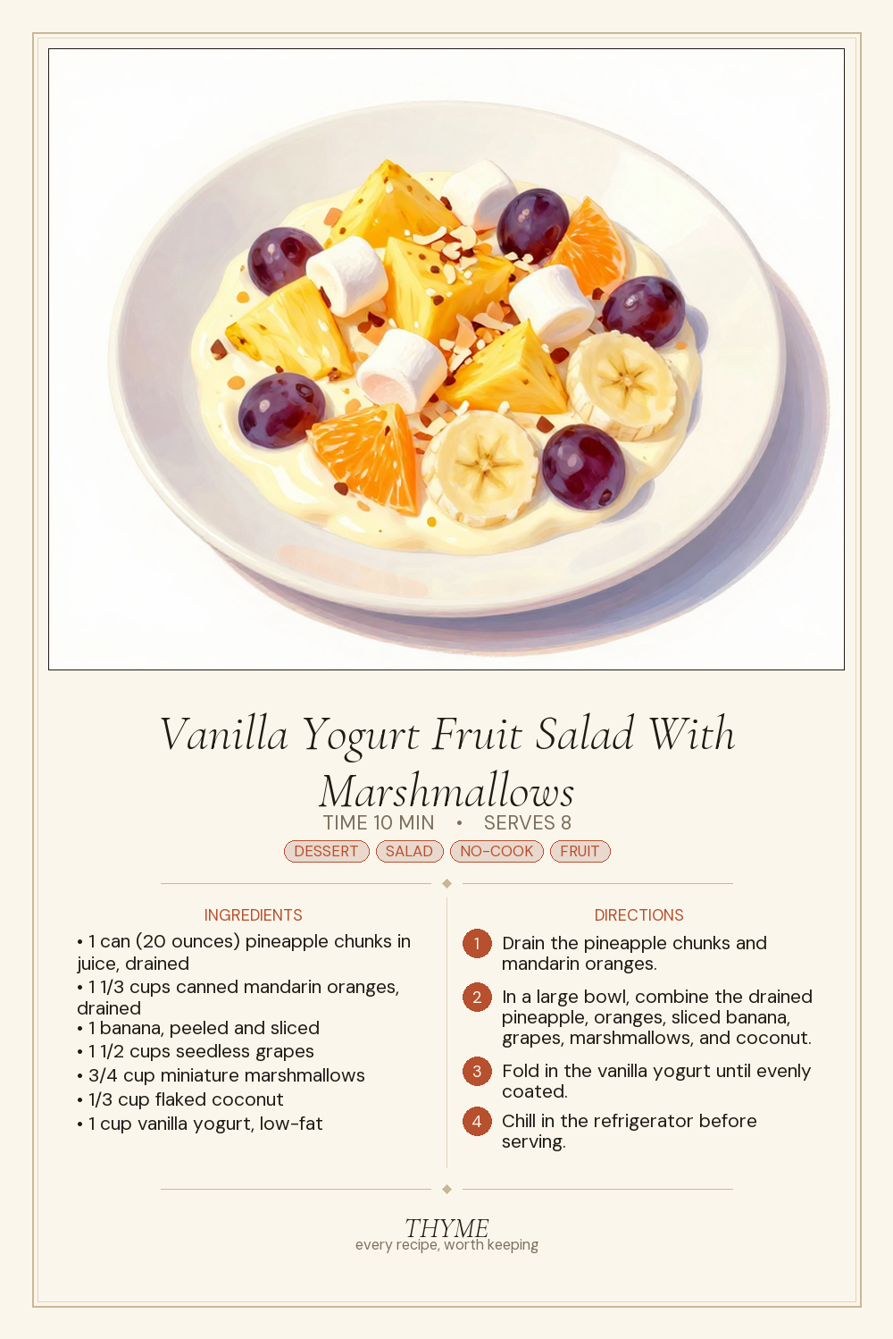 Vanilla Yogurt Fruit Salad With Marshmallows