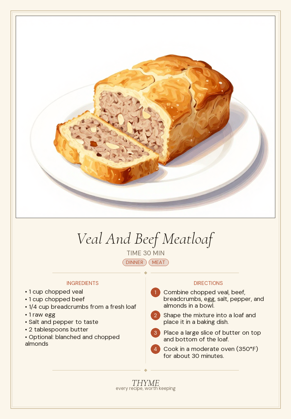 Veal And Beef Meatloaf