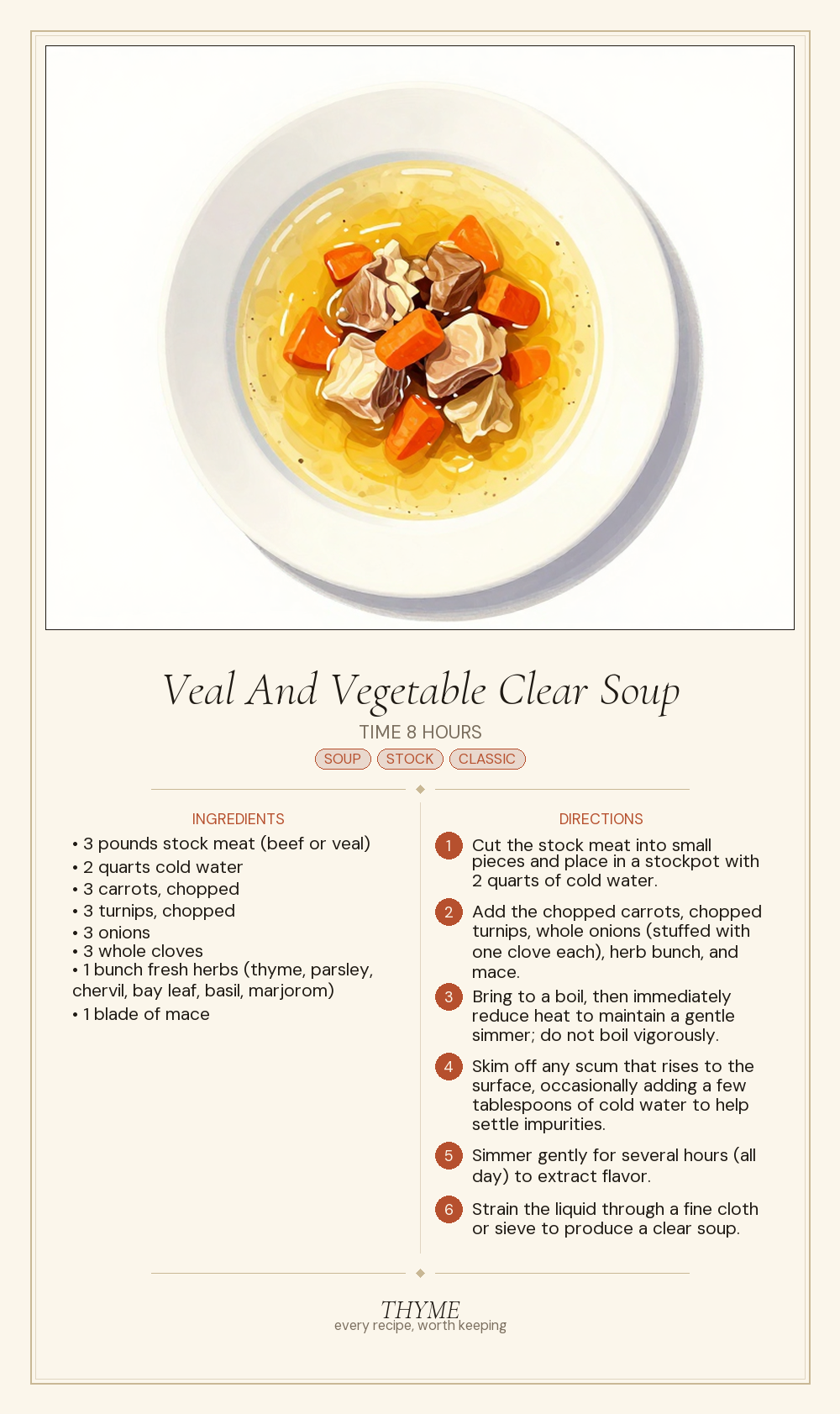 Veal And Vegetable Clear Soup