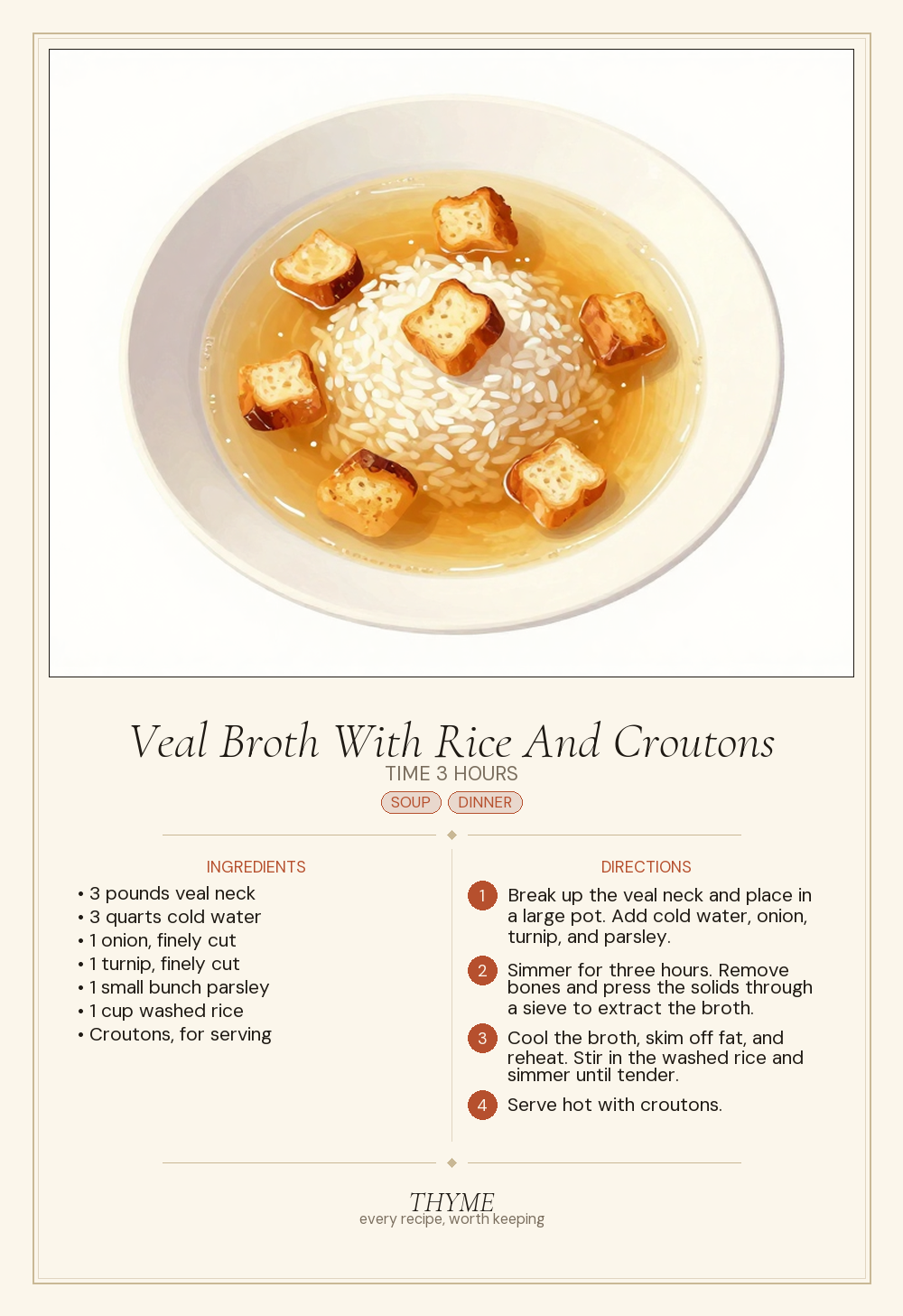 Veal Broth With Rice And Croutons