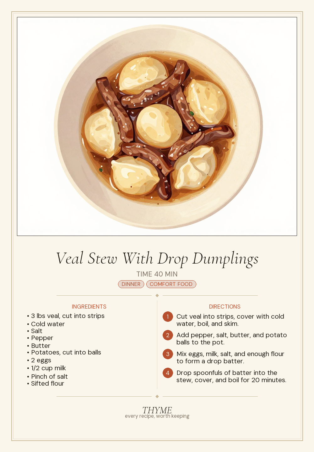Veal Stew With Drop Dumplings