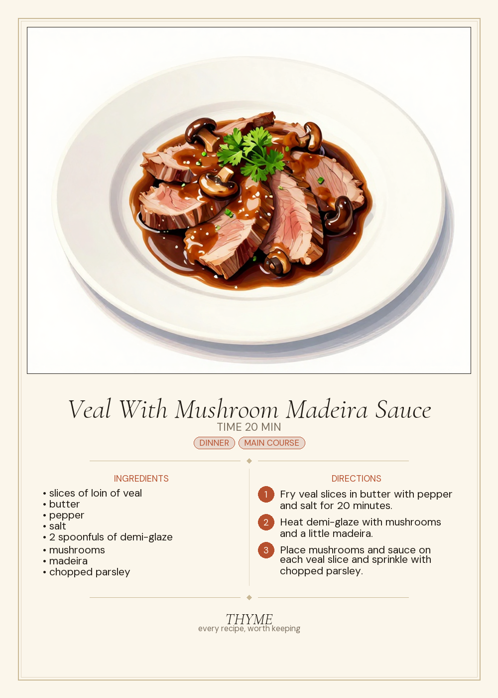Veal With Mushroom Madeira Sauce