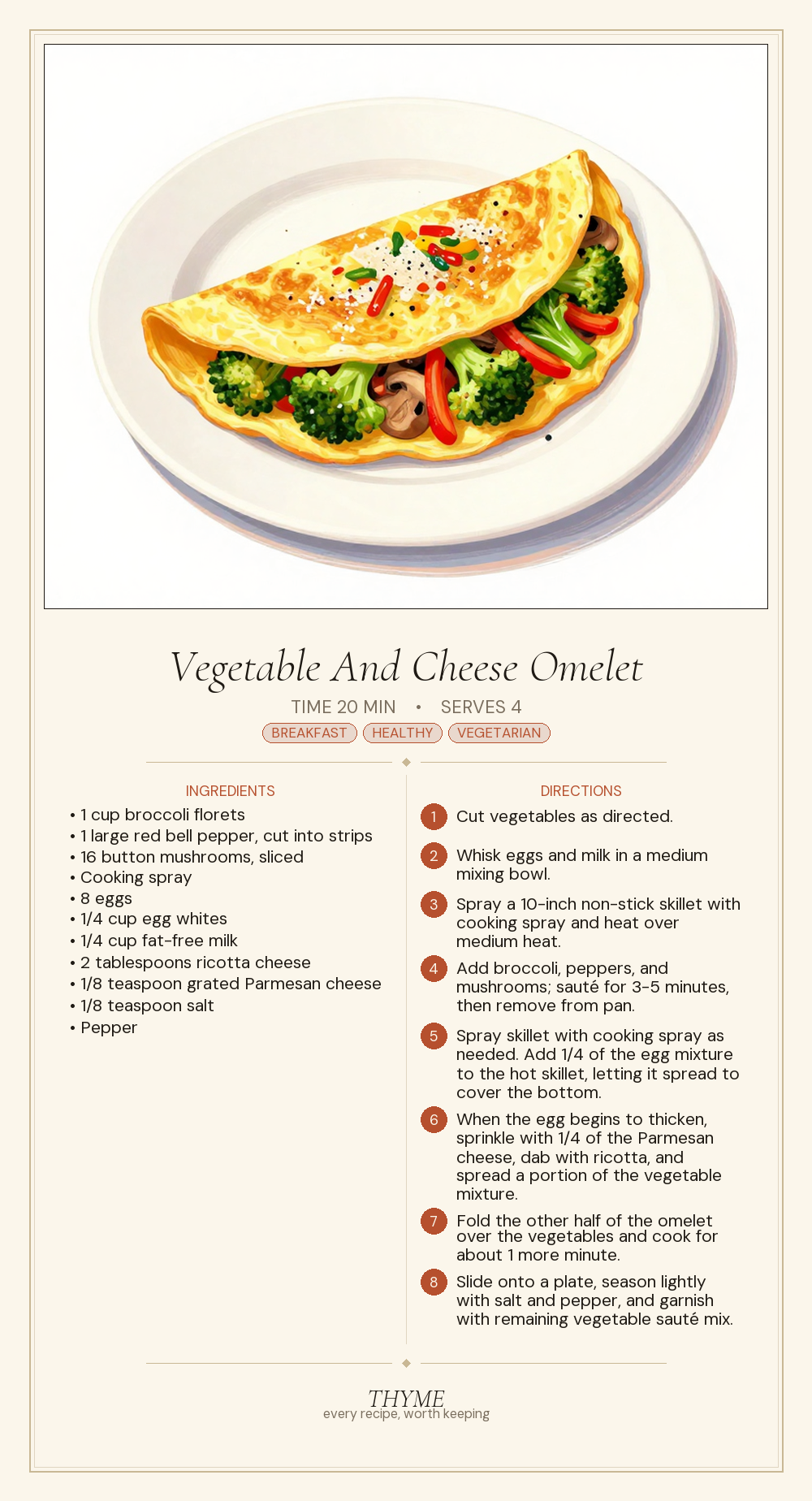 Vegetable And Cheese Omelet
