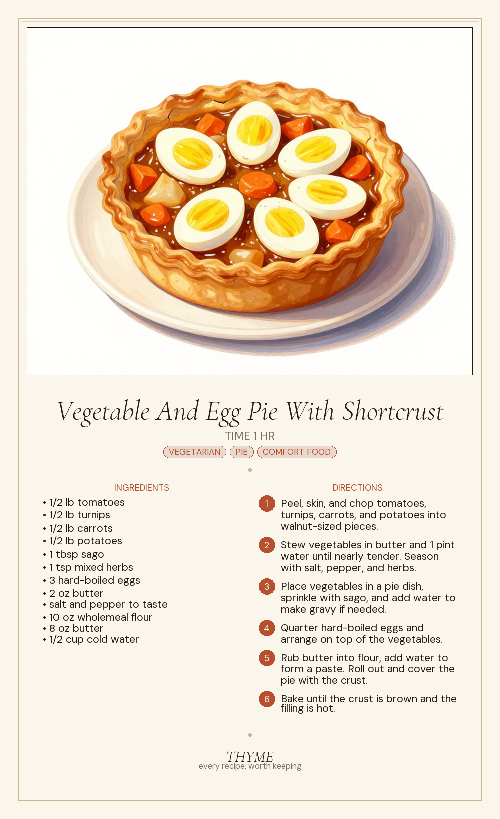 Vegetable And Egg Pie With Shortcrust