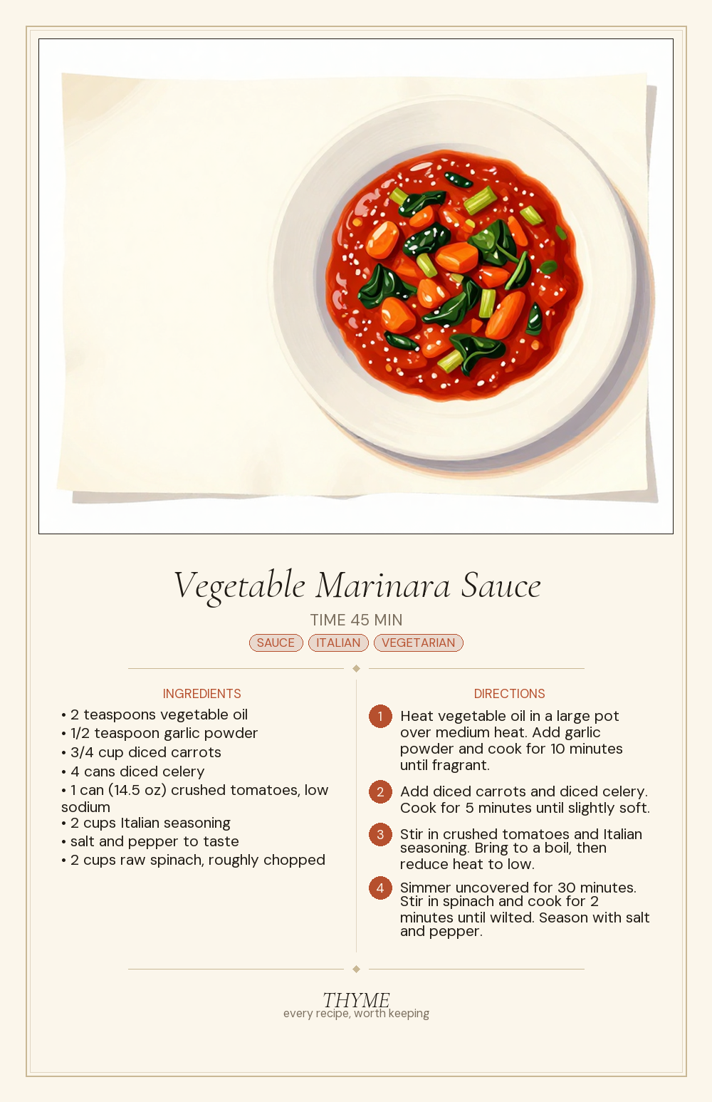 Vegetable Marinara Sauce