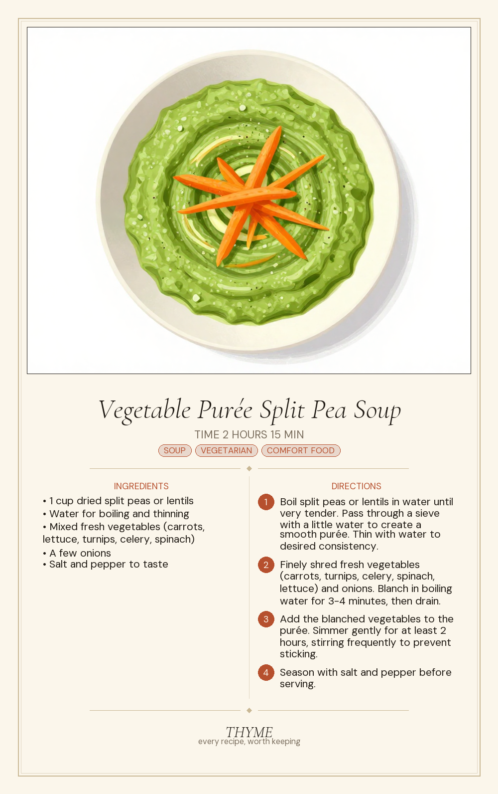 Vegetable Purée Split Pea Soup
