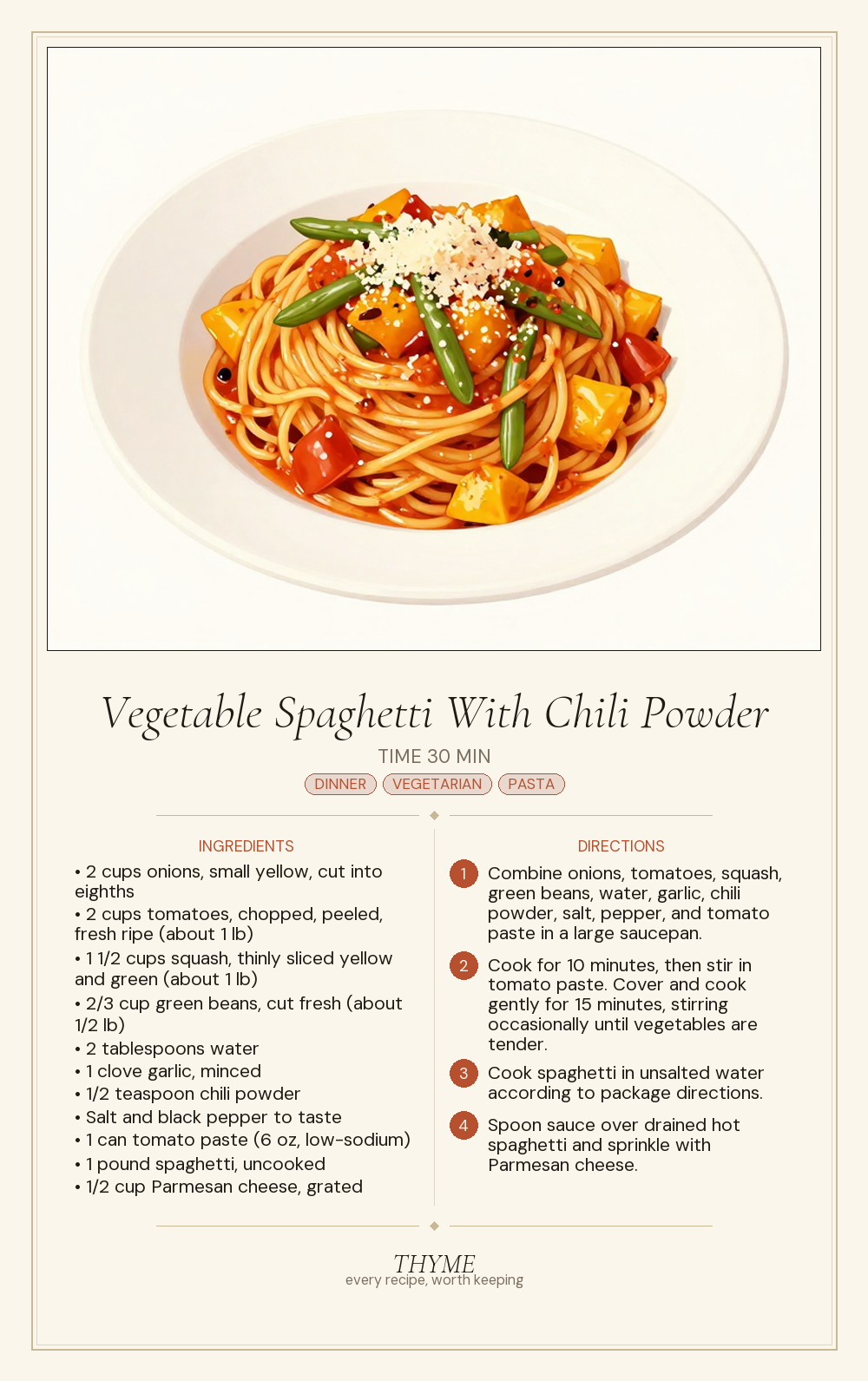 Vegetable Spaghetti With Chili Powder