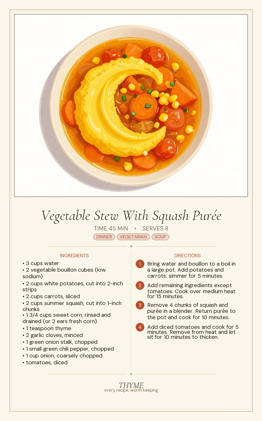 Vegetable Stew With Squash Purée