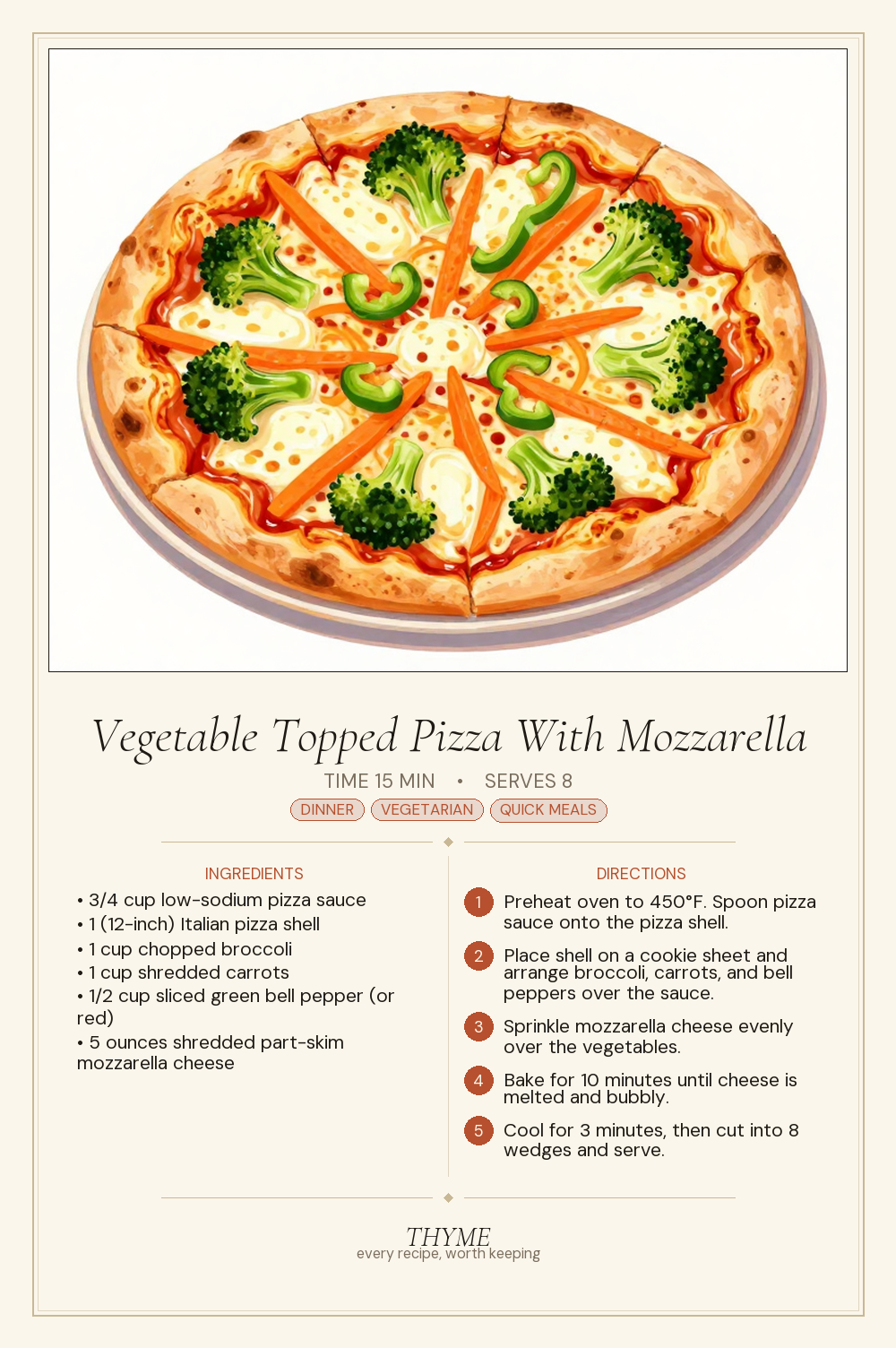 Vegetable Topped Pizza With Mozzarella