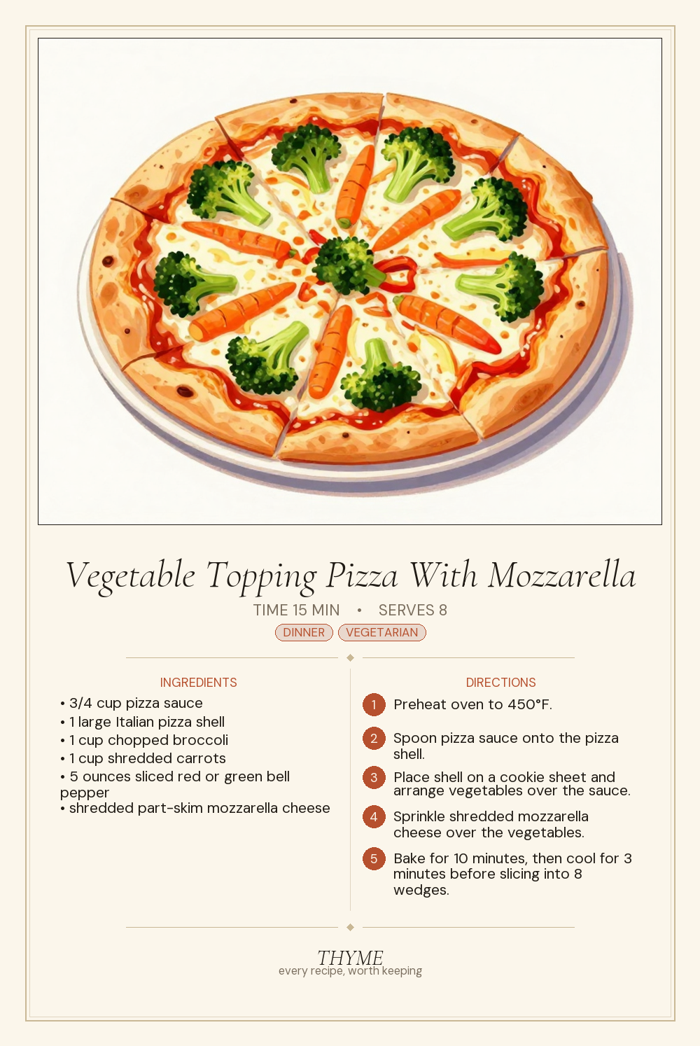 Vegetable Topping Pizza With Mozzarella