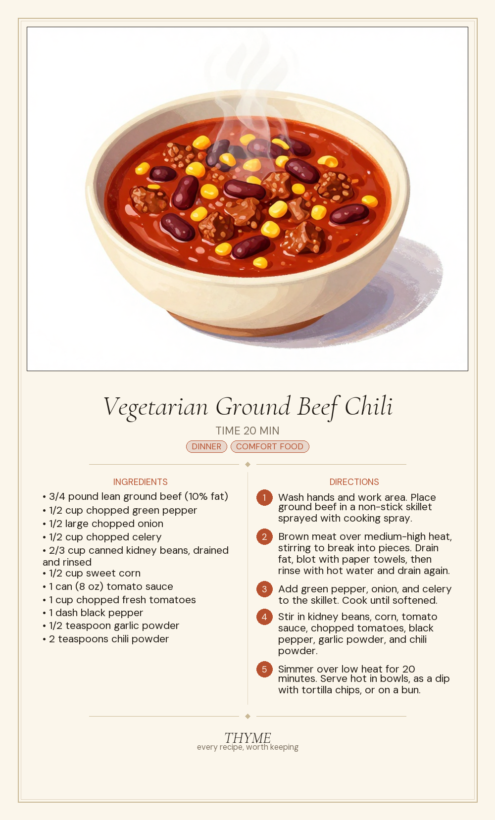 Vegetarian Ground Beef Chili
