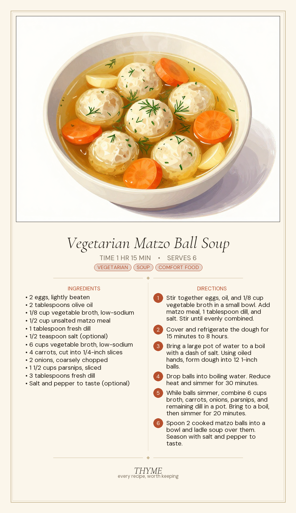 Vegetarian Matzo Ball Soup