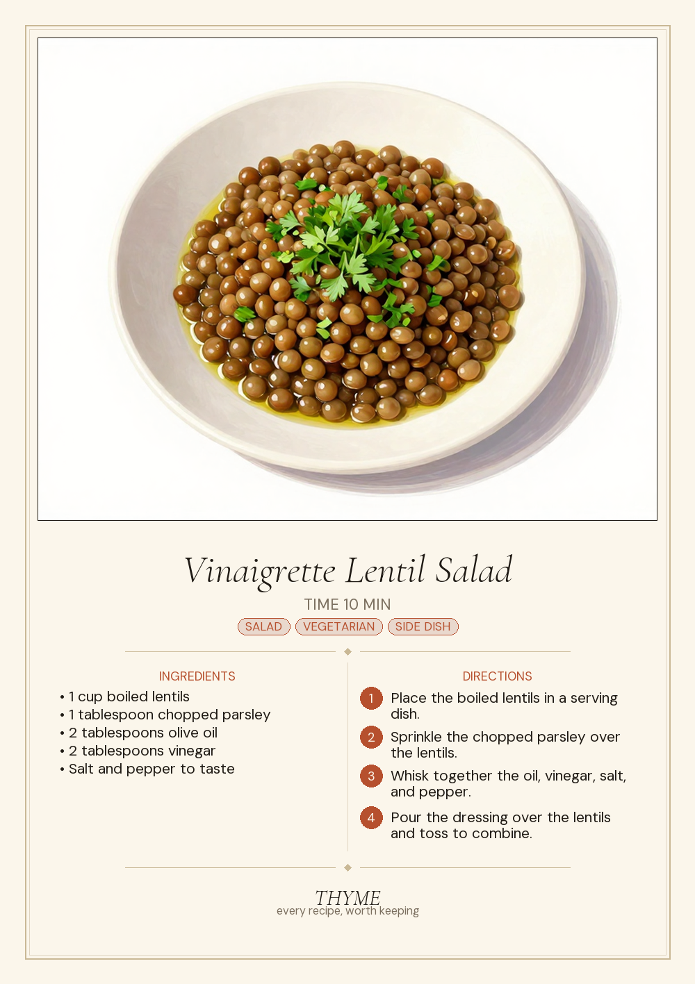 Vinaigrette Lentil Salad