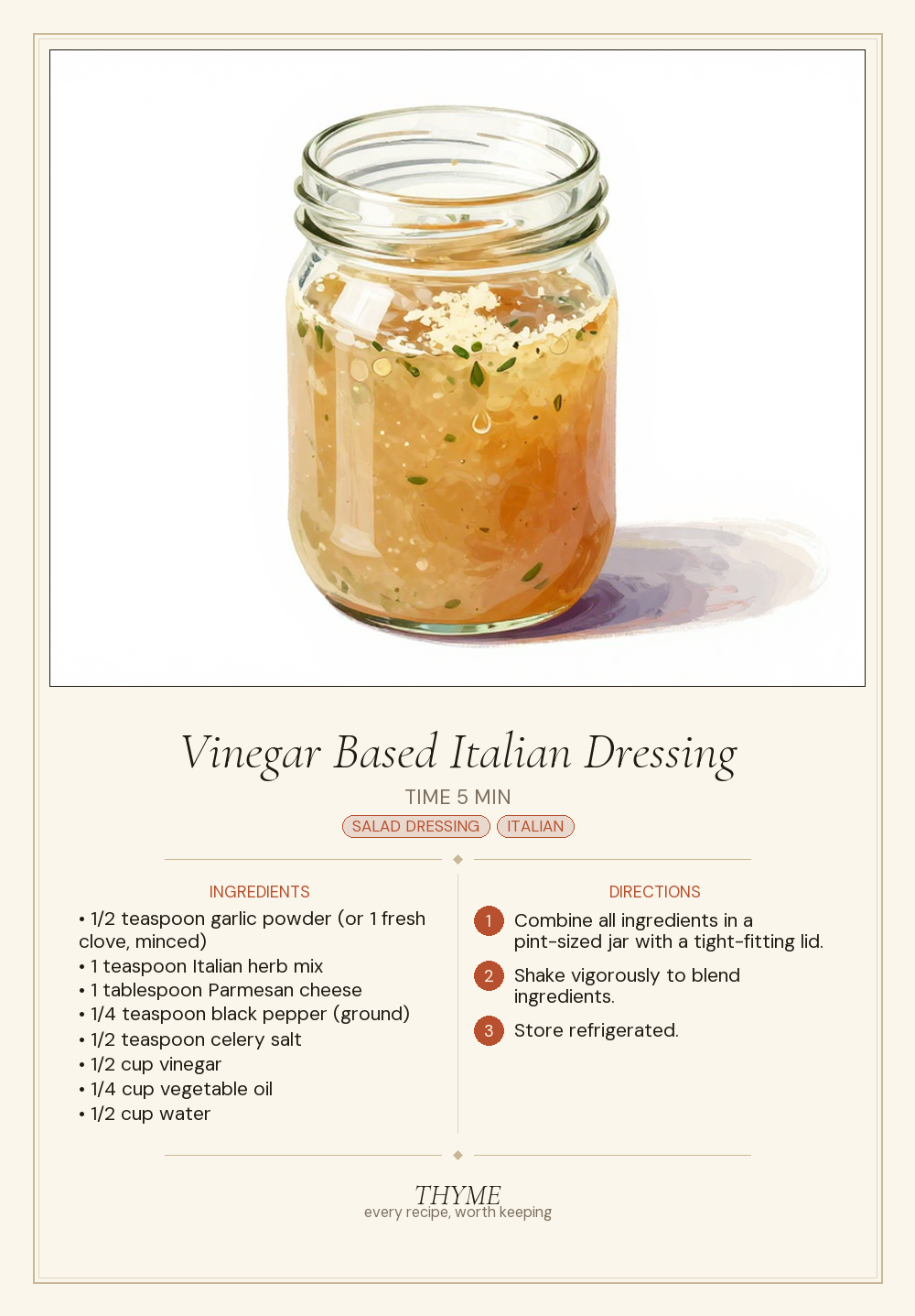 Vinegar Based Italian Dressing