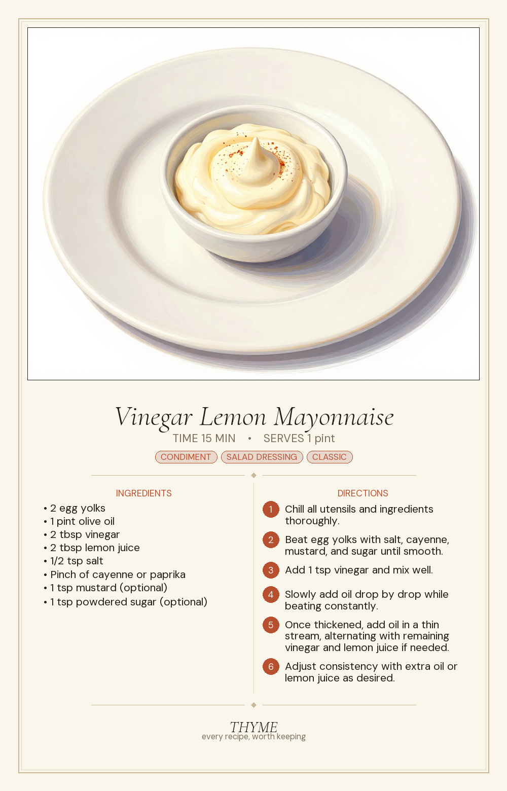 Vinegar Lemon Mayonnaise