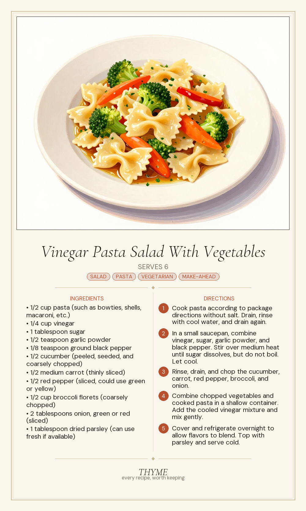 Vinegar Pasta Salad With Vegetables
