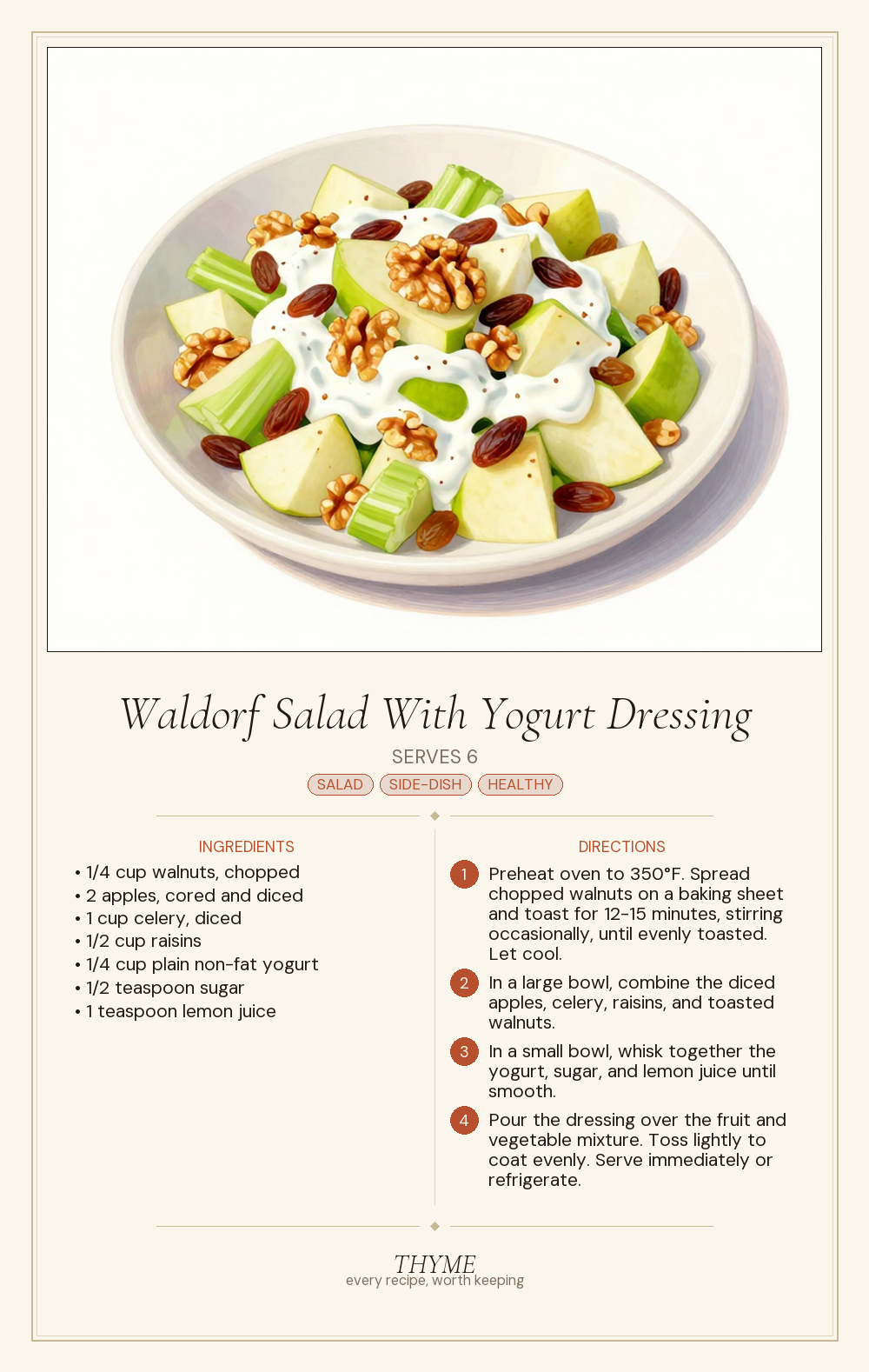 Waldorf Salad With Yogurt Dressing