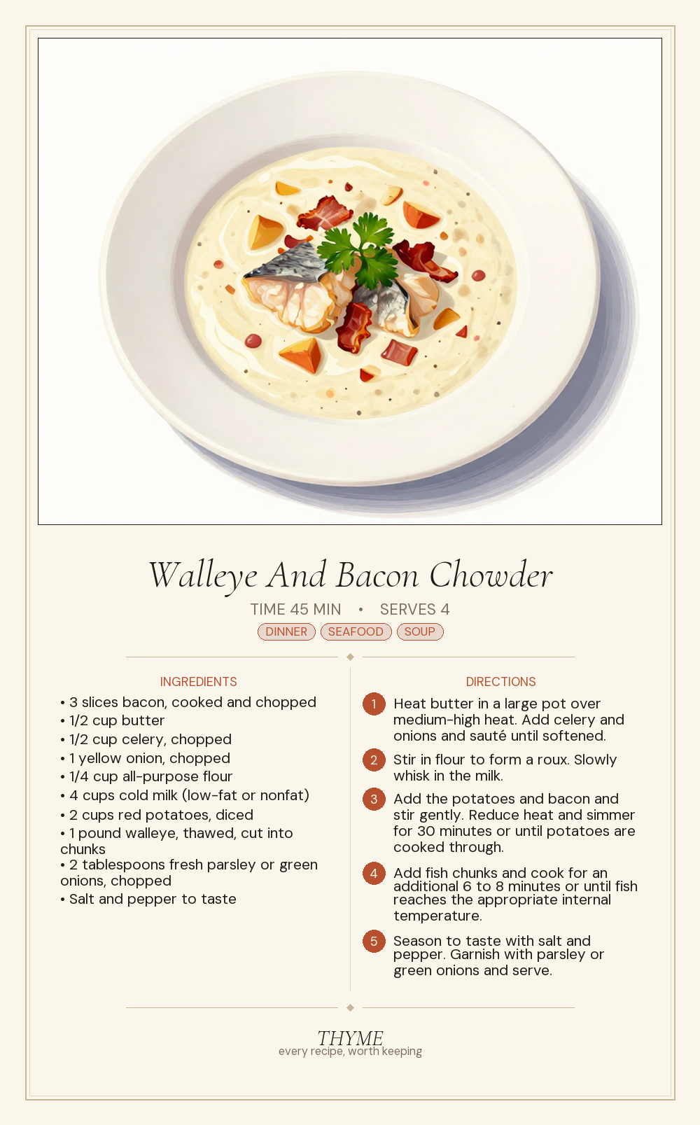 Walleye And Bacon Chowder